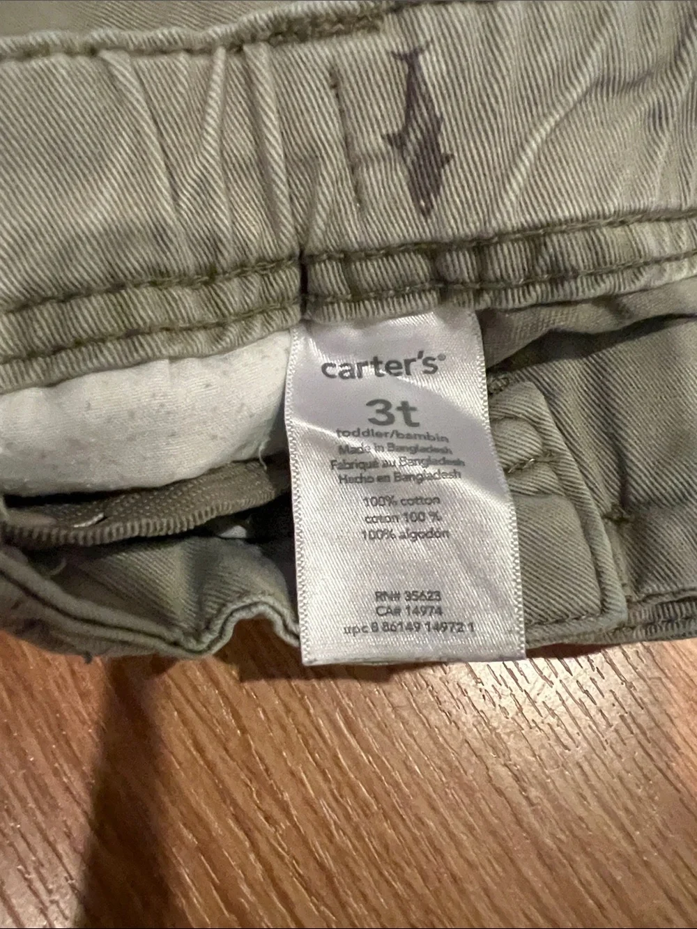 Carter's Olive Green Shark-Pattern Cotton Shorts